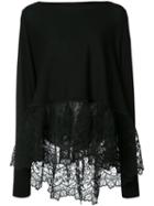 Antonio Berardi Lace Trim Blouse, Women's, Size: 38, Black, Polyester/rayon