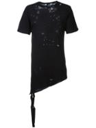 Unravel Distressed Long Length T-shirt, Men's, Size: Large, Black, Cotton
