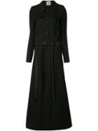 Anne Sofie Madsen Long Flared Coat, Women's, Size: Small, Black, Cotton