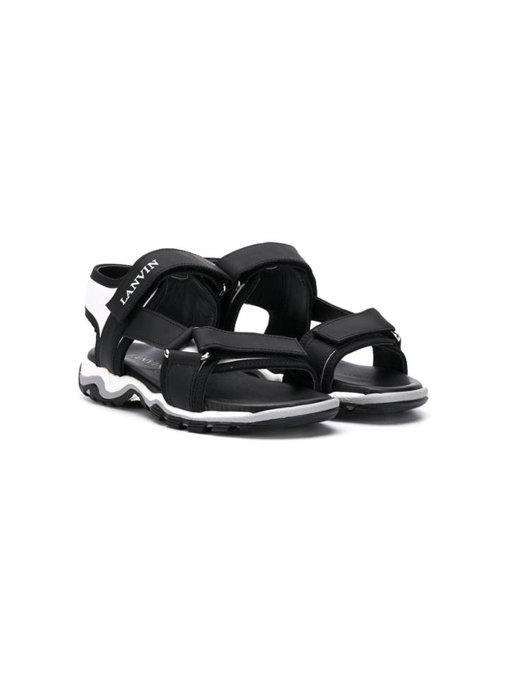 Lanvin Enfant Teen Logo Touch-strap Sandals - Black
