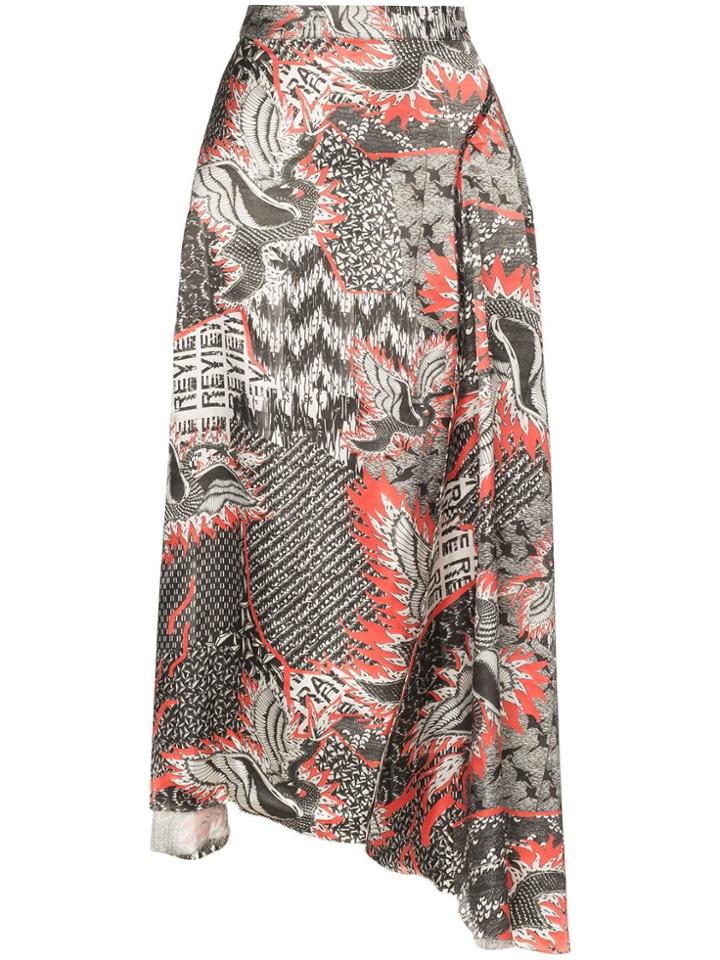 Rave Review Dragon Print Drape Skirt - Printed