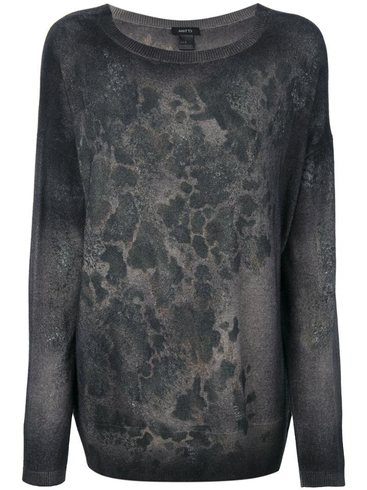 Avant Toi Abstract Pattern Slim-fit Jumper - Grey