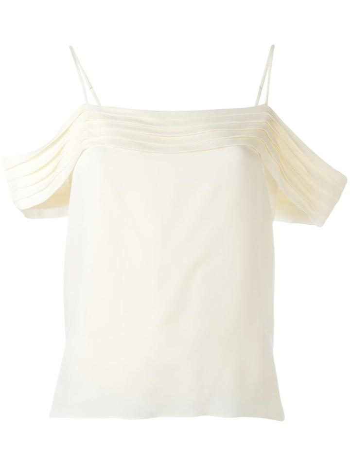T By Alexander Wang - Georgette Off Shoulder Top - Women - Silk/polyester - 2, Nude/neutrals, Silk/polyester