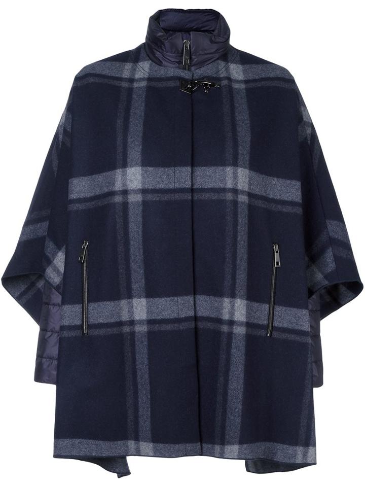 Fay Checked Cape, Women's, Size: Small, Blue, Polyamide/cashmere/virgin Wool