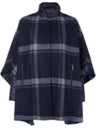 Fay Checked Cape, Women's, Size: Small, Blue, Polyamide/cashmere/virgin Wool