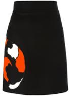 Msgm Embroidered Cat Skirt, Women's, Size: 42, Black, Polyamide/viscose/wool