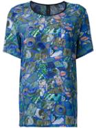 Romance Was Born Romance Was Born X Ultra Violet Mosaic Print T-shirt, Women's, Size: 8, Blue, Silk