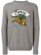 Kenzo Logo Embroidered Sweater - Grey