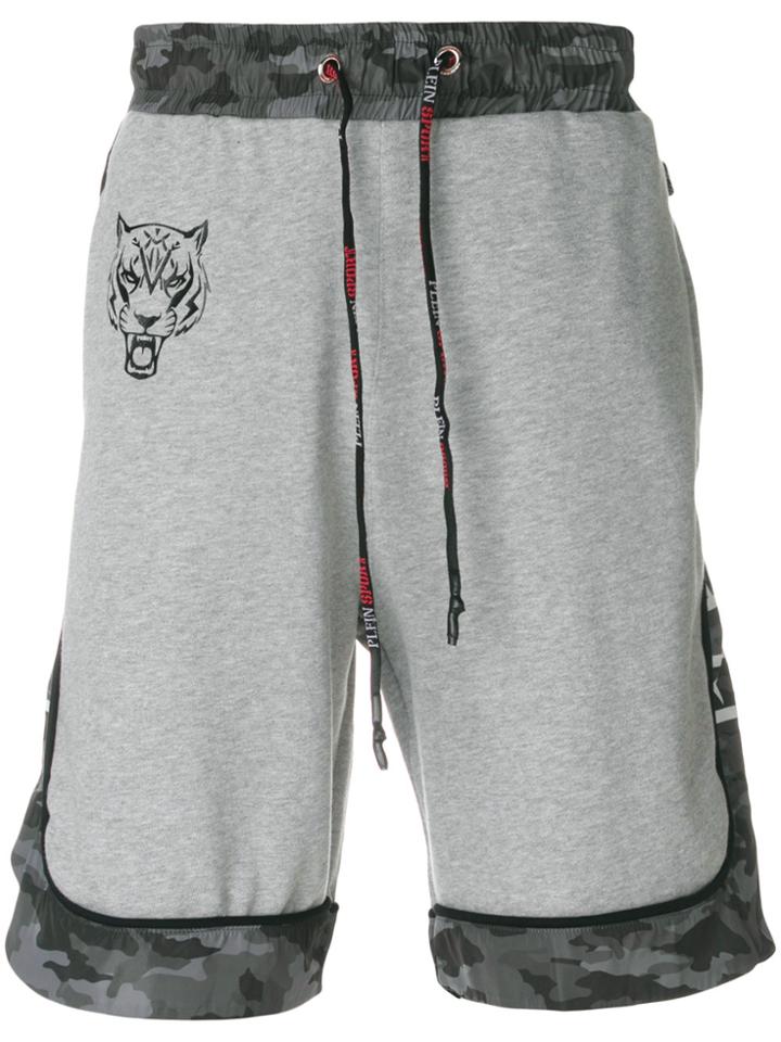 Plein Sport Black Jogging Shorts - Grey