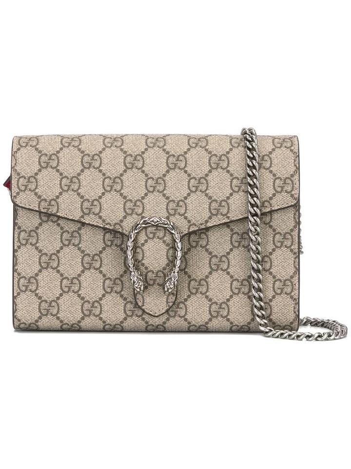 Gucci Logo Print Crossbody Bag - Neutrals