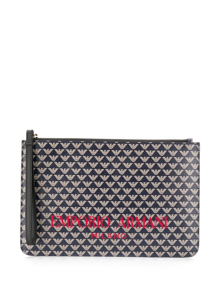 Emporio Armani Graphic Print Clutch - Neutrals