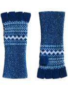 Burberry Cashmere Fair Isle Fingerless Gloves - Blue