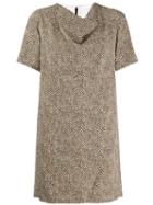 Chloé Herringbone Draped Dress - Neutrals