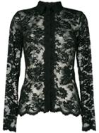 Olvi S Lace-embroidered Fitted Blouse - Black