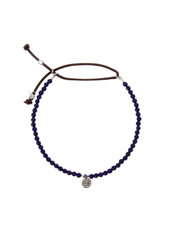 Catherine Michiels Charm Beaded Bracelet, Women's, Blue, Leather/pearls/silver