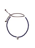 Catherine Michiels Charm Beaded Bracelet, Women's, Blue, Leather/pearls/silver