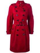 Burberry Double Breasted Coat, Women's, Size: 6, Red, Cotton