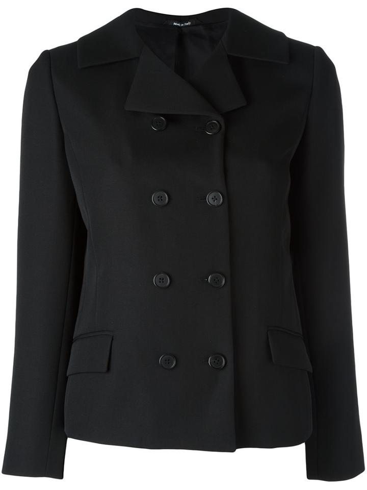 Maison Margiela Double Breasted Jacket, Women's, Size: 42, Black, Silk/cotton/viscose/virgin Wool