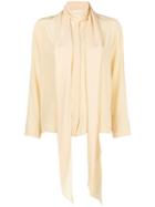 The Row Tie Neck Blouse - Nude & Neutrals