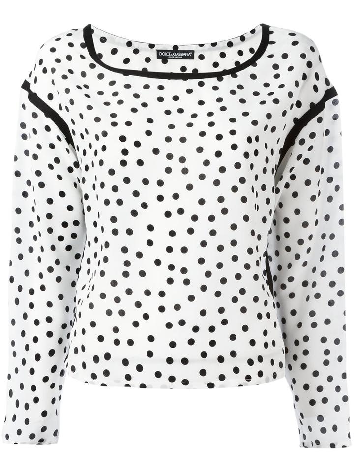 Dolce & Gabbana Polka Dot Top, Women's, Size: 44, White, Silk