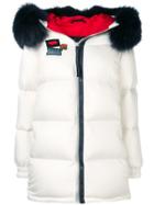 Mr & Mrs Italy Patch Embellished Puffer Jacket - White