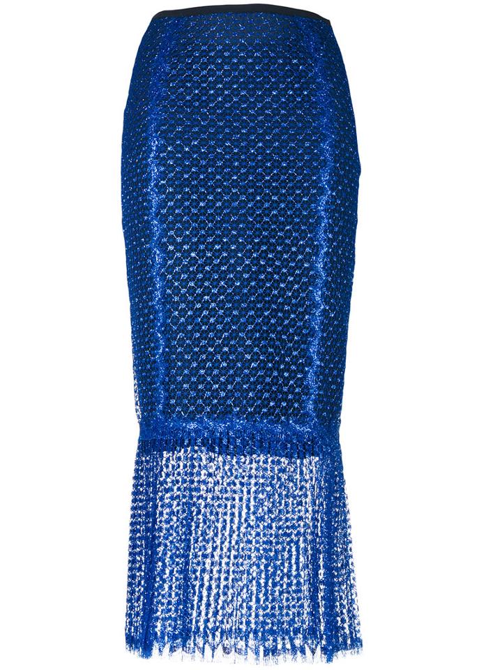 Sheer Fish-tail Pencil Skirt - Women - Polyamide/viscose/polyimide - 42, Blue, Polyamide/viscose/polyimide, Daizy Shely
