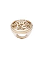Versace Embellished Medusa Ring, Women's, Metallic