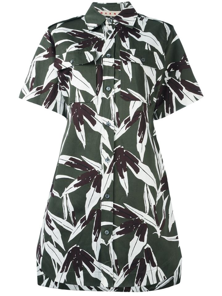 Marni Swash Print Shirt Dress - Green