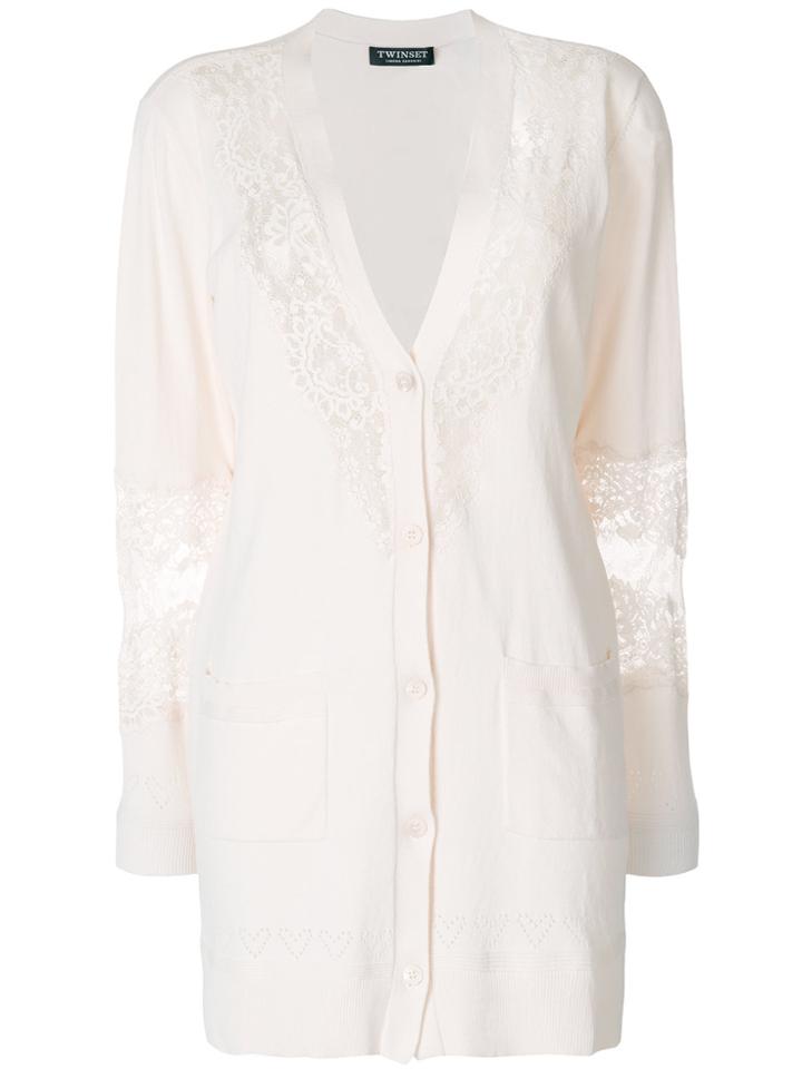 Twin-set Lace Detail Cardigan - Nude & Neutrals