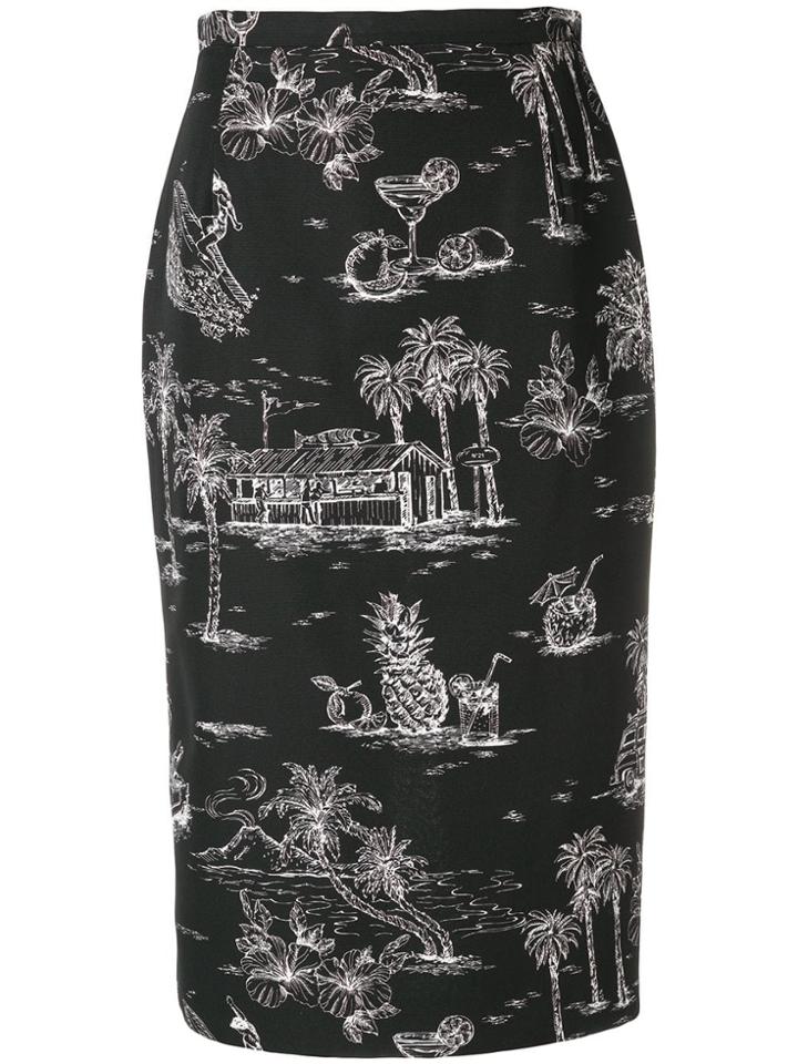 No21 Printed Pencil Skirt - Black