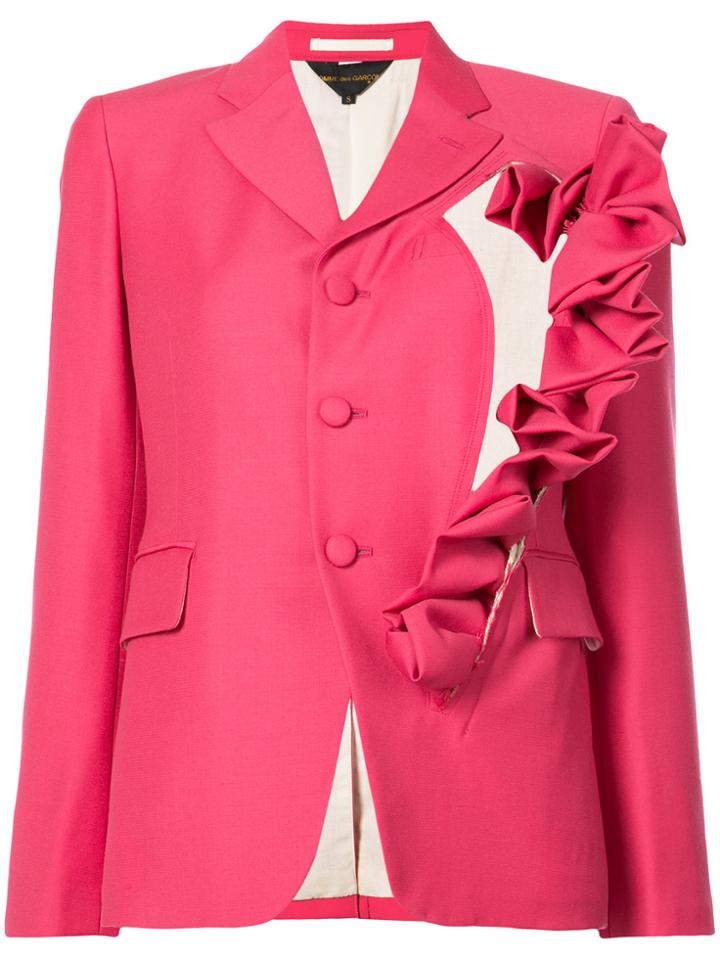 Comme Des Garçons Ruffled Single Breasted Blazer - Pink & Purple