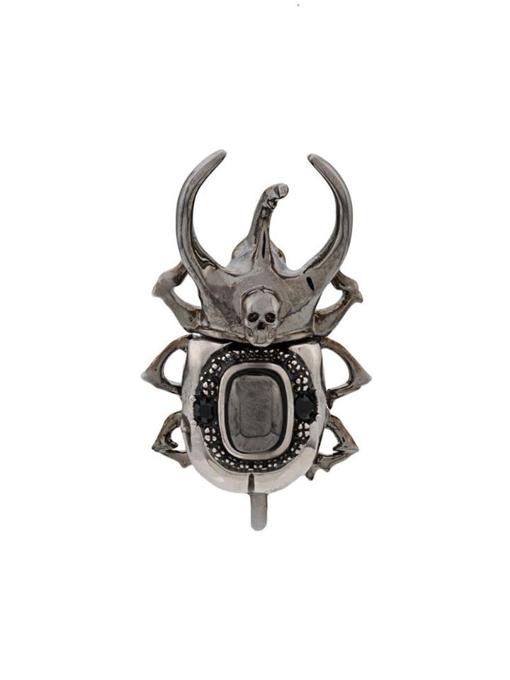 Alexander Mcqueen Crystal Embellished Beetle Earrings - Silver