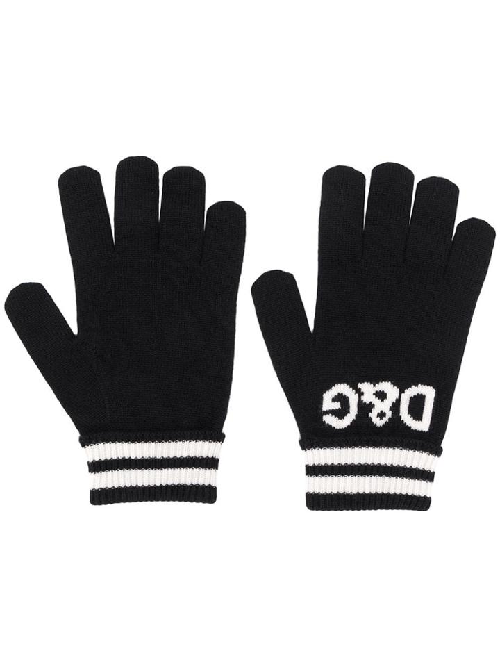 Dolce & Gabbana Logo Intarsia Gloves - Black