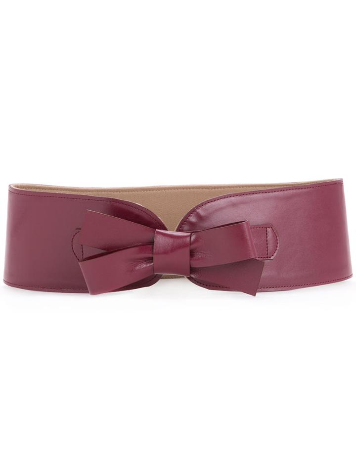 Muveil - Bow Detail Belt - Women - Calf Leather - One Size, Red, Calf Leather