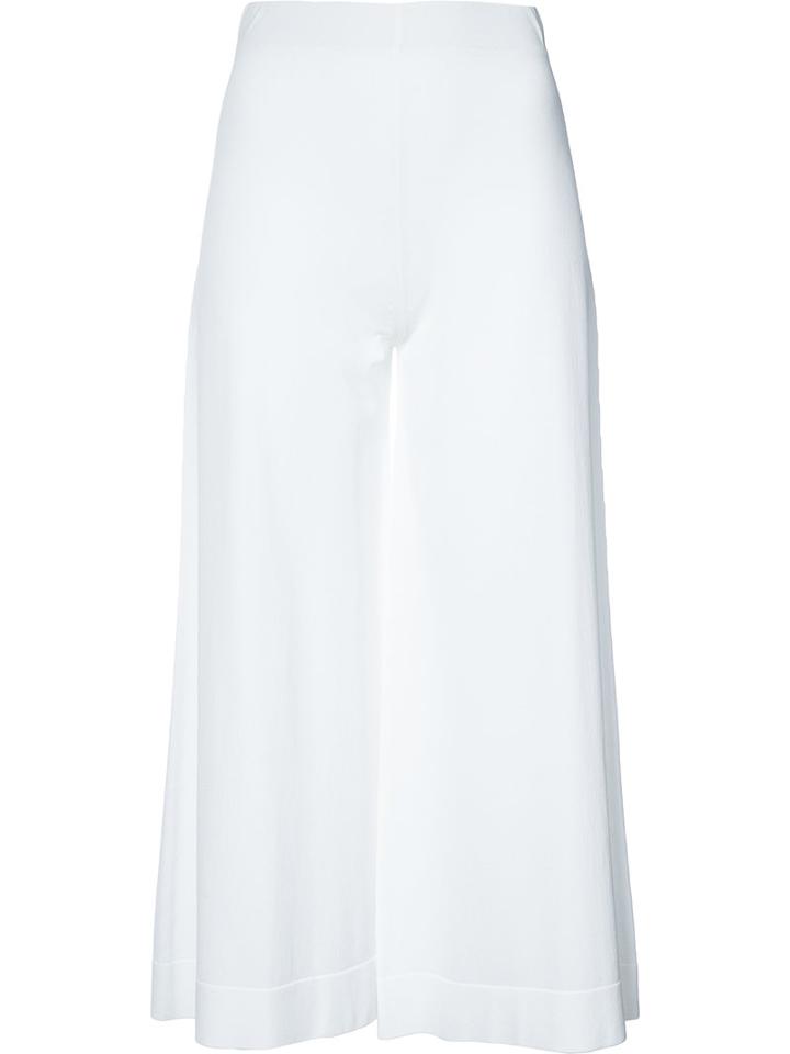 D.exterior Wide-leg Cropped Trousers, Women's, Size: Large, White, Viscose/polyimide