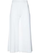 D.exterior Wide-leg Cropped Trousers, Women's, Size: Large, White, Viscose/polyimide