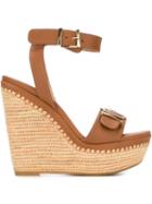 Stuart Weitzman Buckled Wedge Sandals