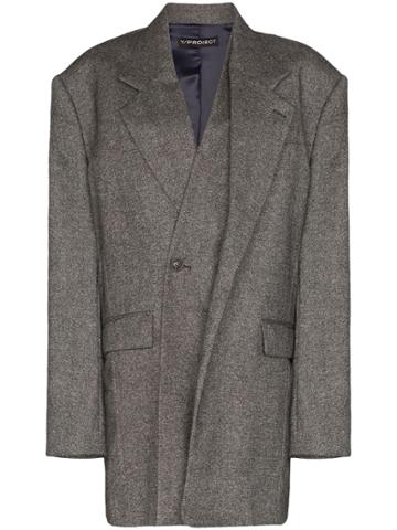 Y/project Oversized Layered Wool And Cashmere-blend Blazer - Grey