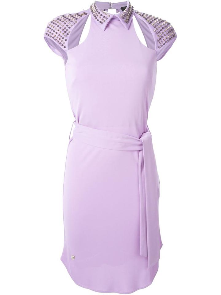 Philipp Plein 'special Girl' Dress, Size: Small, Pink/purple, Viscose/calf Leather/metal (other)