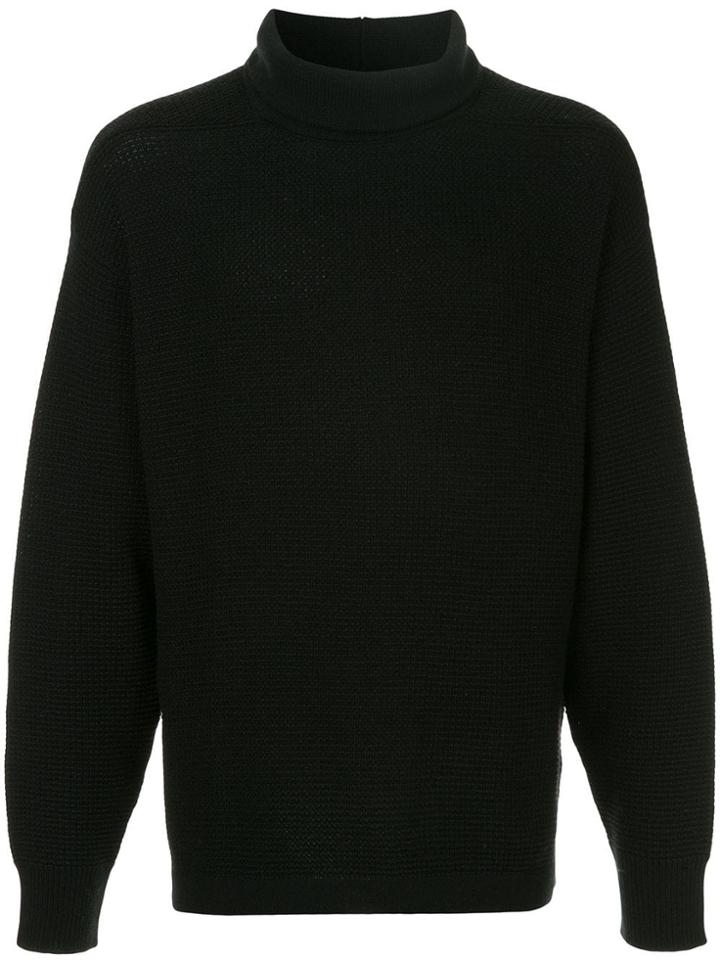 Caban Waffle Knit Jumper - Black