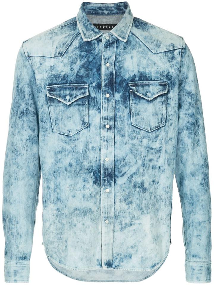 Roarguns Acid Wash Denim Shirt - Blue