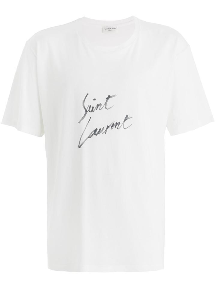 Saint Laurent - Logo Marked T-shirt - Men - Cotton - L, White, Cotton
