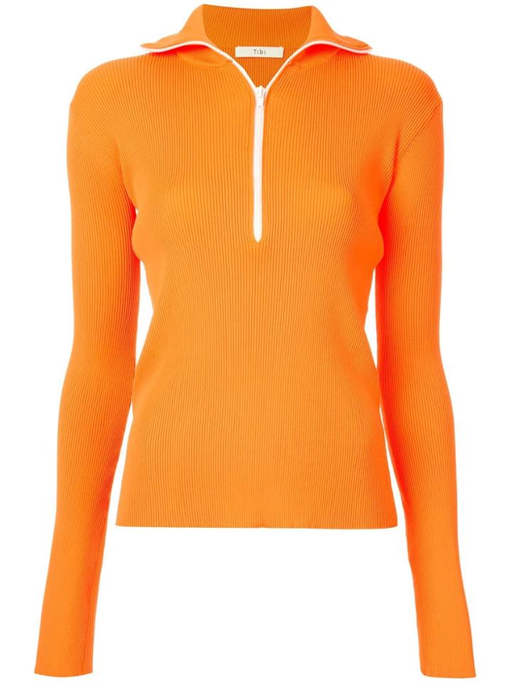 Tibi Tech Poly Track Zip Up Jumper - Yellow & Orange