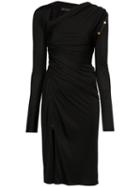 Versace Slash-neck Asymmetric Midi Dress - Black