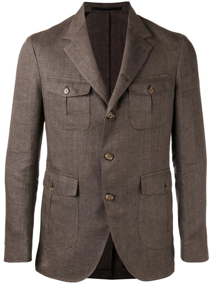 Eleventy Chest Pocket Blazer - Brown