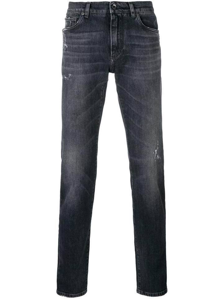 Dolce & Gabbana Skinny Jeans, Men's, Size: 52, Grey, Cotton/spandex/elastane/calf Leather