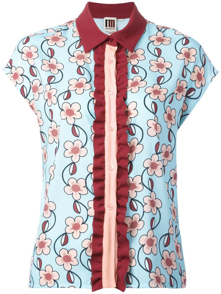I'm Isola Marras Floral Print Shortsleeved Shirt, Women's, Size: 42, Blue, Polyester/spandex/elastane/acetate/viscose