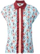 I'm Isola Marras Floral Print Shortsleeved Shirt, Women's, Size: 42, Blue, Polyester/spandex/elastane/acetate/viscose