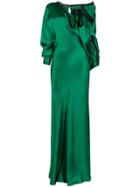 Y/project Ruffled-neck Satin Gown - Green