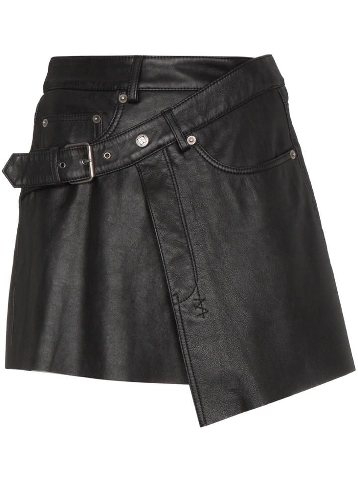 Ksubi Mini Wrap Leather Skirt - Black